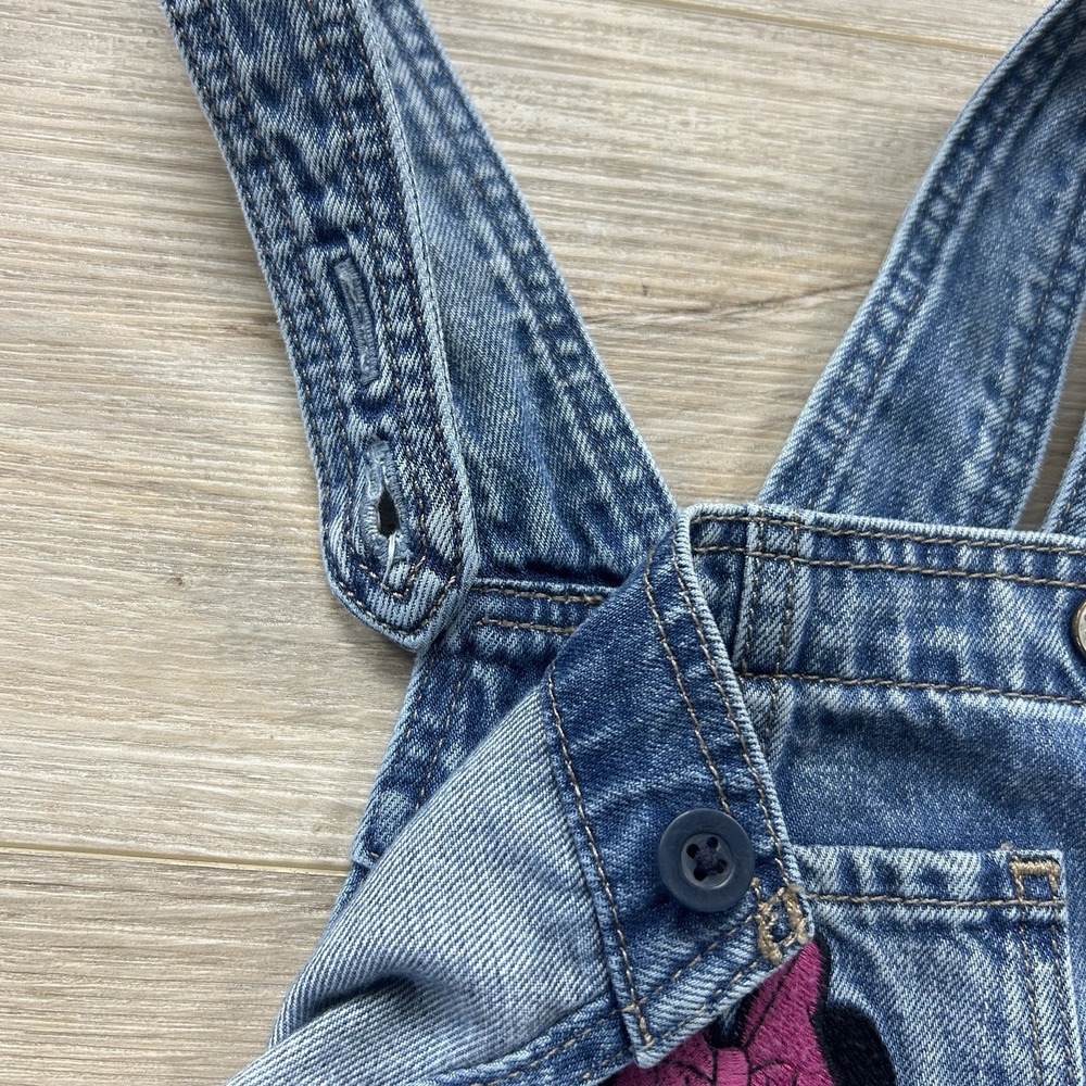 Baby Gap Disney Size 5Y Minnie Mouse Embrioded Girls Denim Overalls - Picture 4 of 11